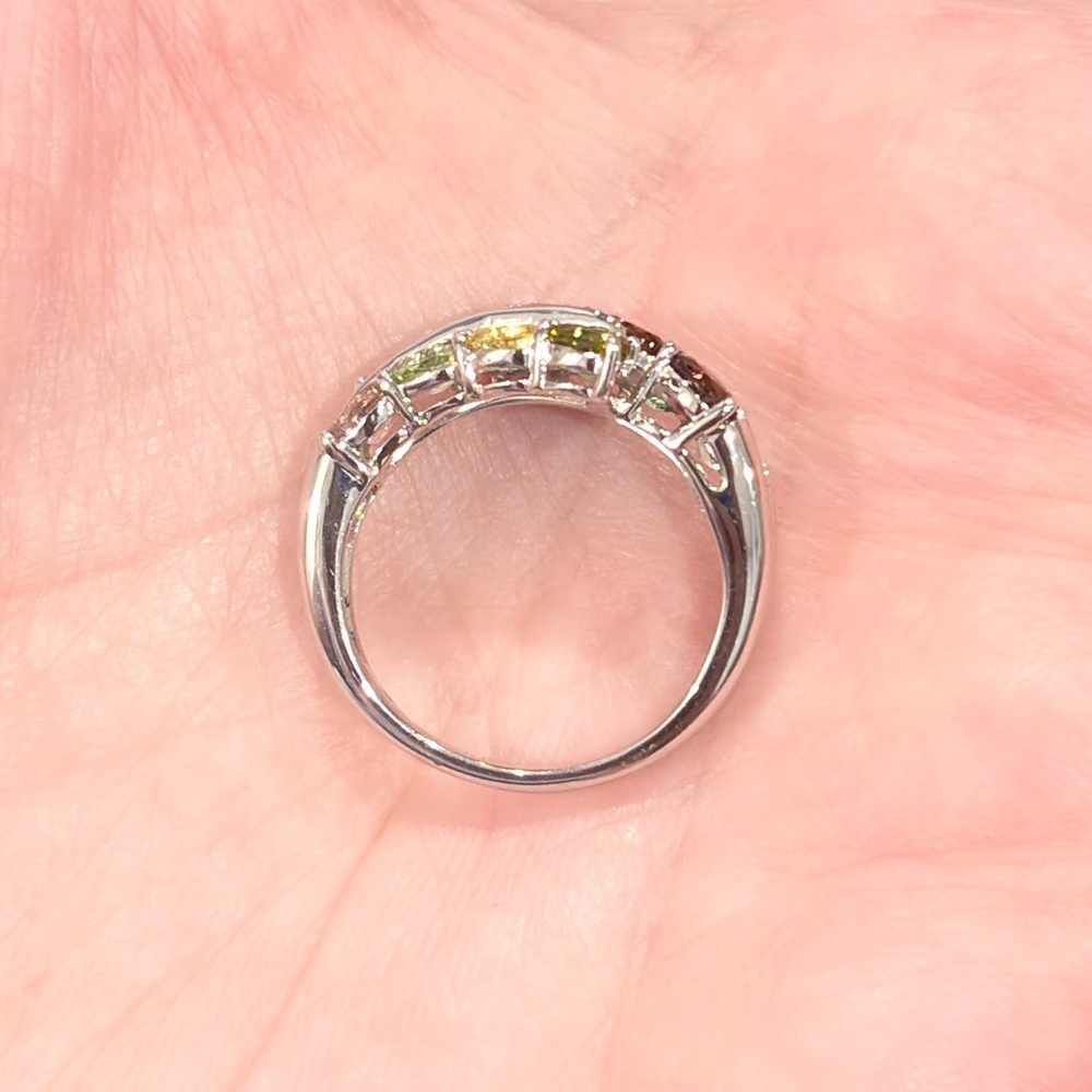 14K Tremonti Rainbow Tourmaline Ring Oval Cut Cluster Yellow Pink Green Blue 7.5 - Picture 11 of 15